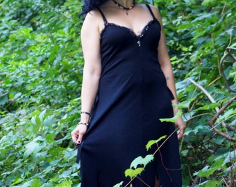 Black Tattered Fantasy Goth Witch Gown