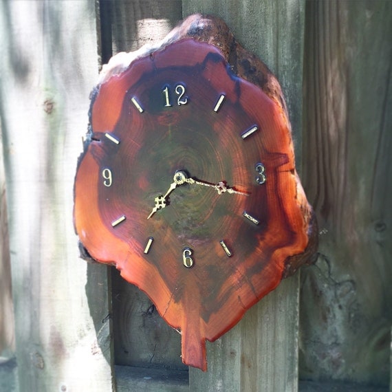 Vintage Cypress Wood Slab Clock WORKS by on Etsy
