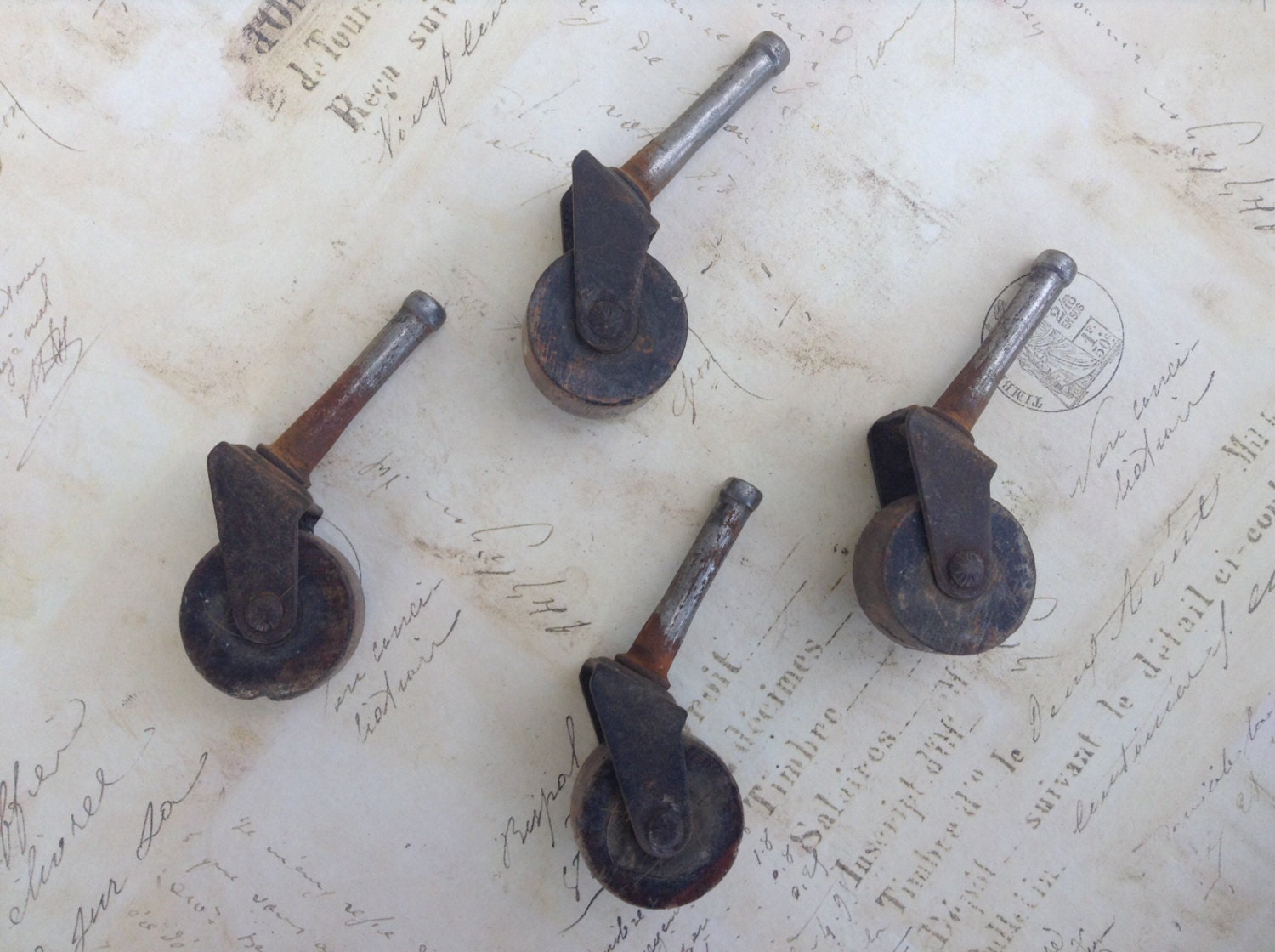 Antique Wooden Casters, set of four antique casters for furniture