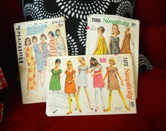 Vintage Sewing Patterns Mod 1960's Style Set of 3