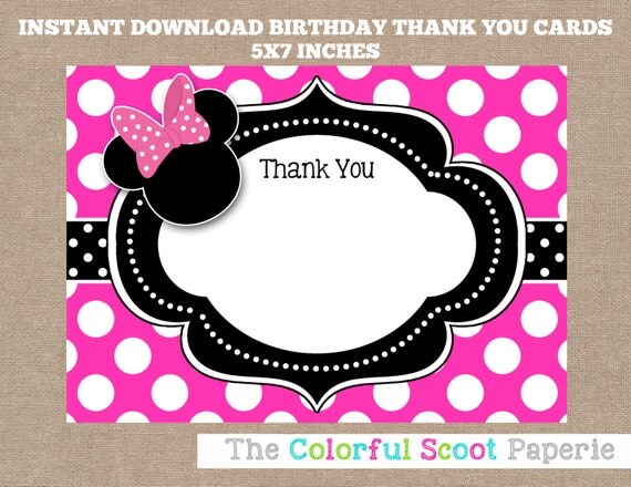 Minnie Mouse Thank You Card Disney Disney Thank You Cards
