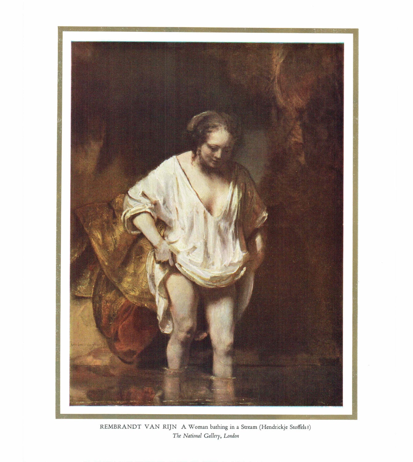 1950s Print Of Painting By Rembrandt Van Rijn Woman Bathing   Il Fullxfull.768126323 8sn0 