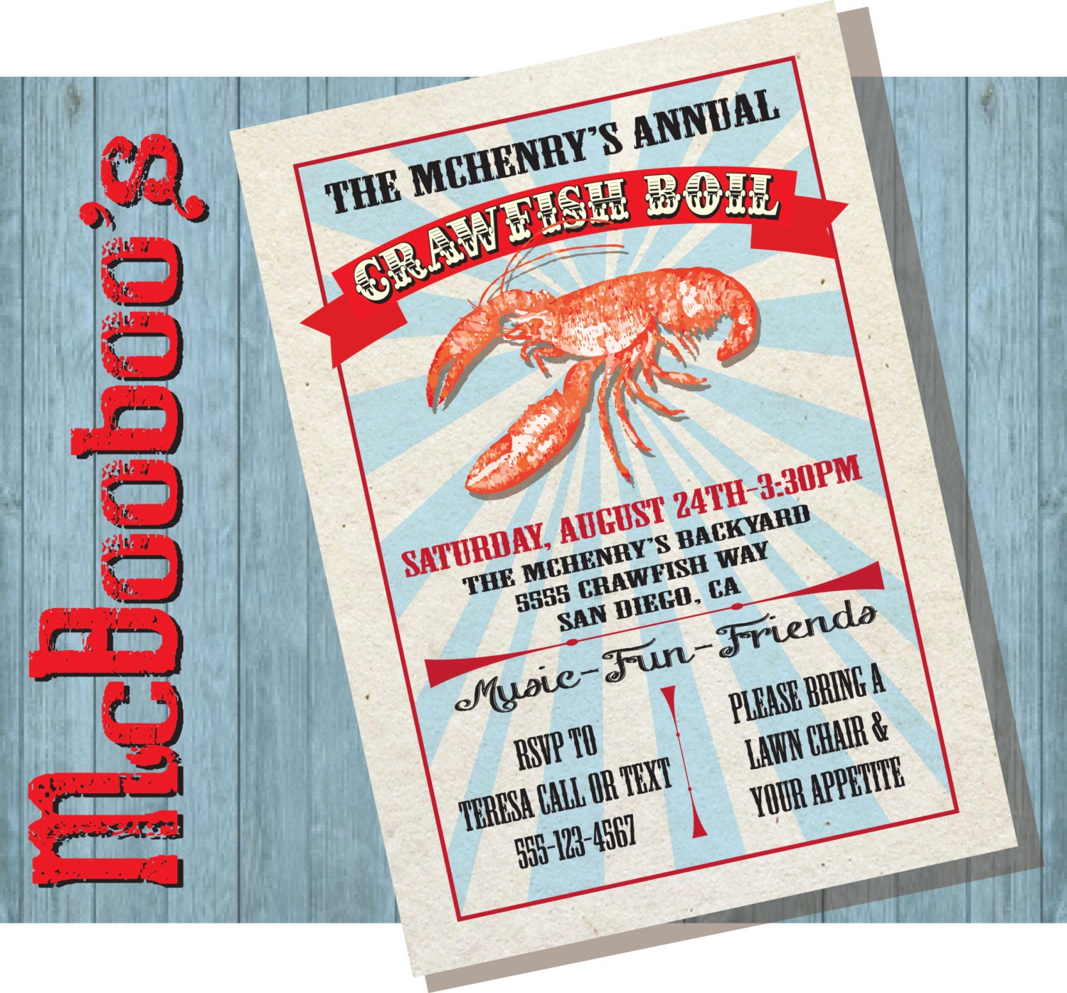 Crawfish Boil Party Poster style Invitations