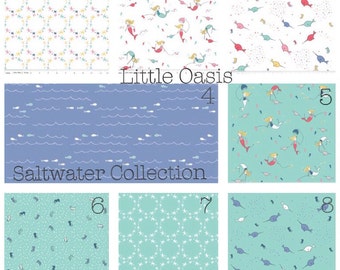 Little Oasis Custom Saltwater Collection. Choose one item or a bedding set; crib sheet, changing cover, skirt, pillow, curtain.