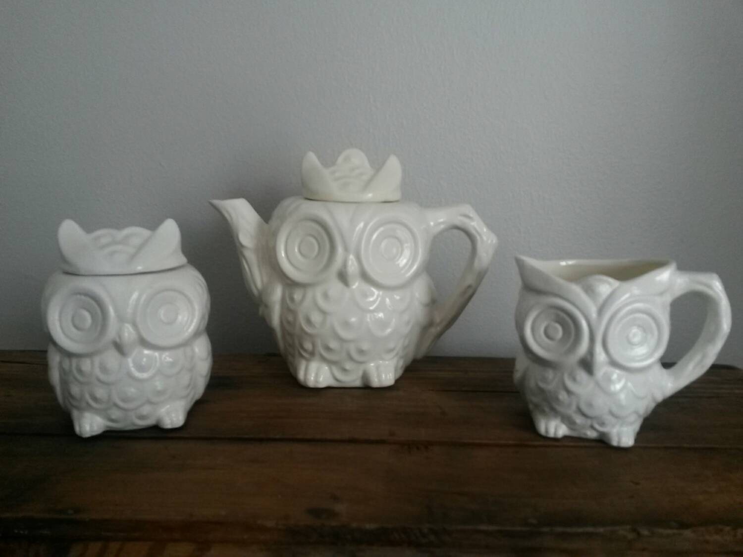 Owl Tea Set/ Vintage Tea Set/ Ceramic Tea Set by WarandKitty