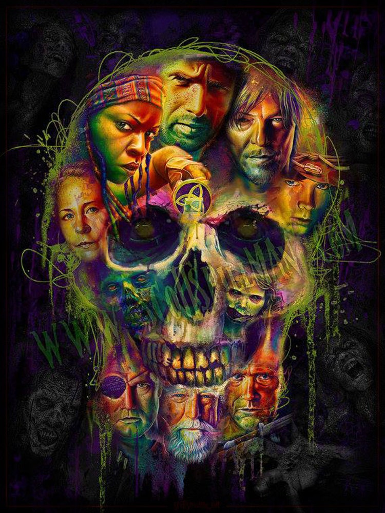 Walking Dead inspired skull poster by Spillman on Etsy