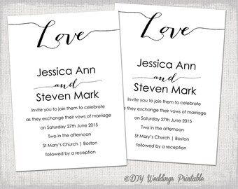 Wedding Invitation Template Bombshell Love Invitations DIY Printable Calligraphy Invites YOU EDIT Word Wedding Invitation Template Bombshell Love Invitations DIY Printable Calligraphy Invites YOU EDIT Word