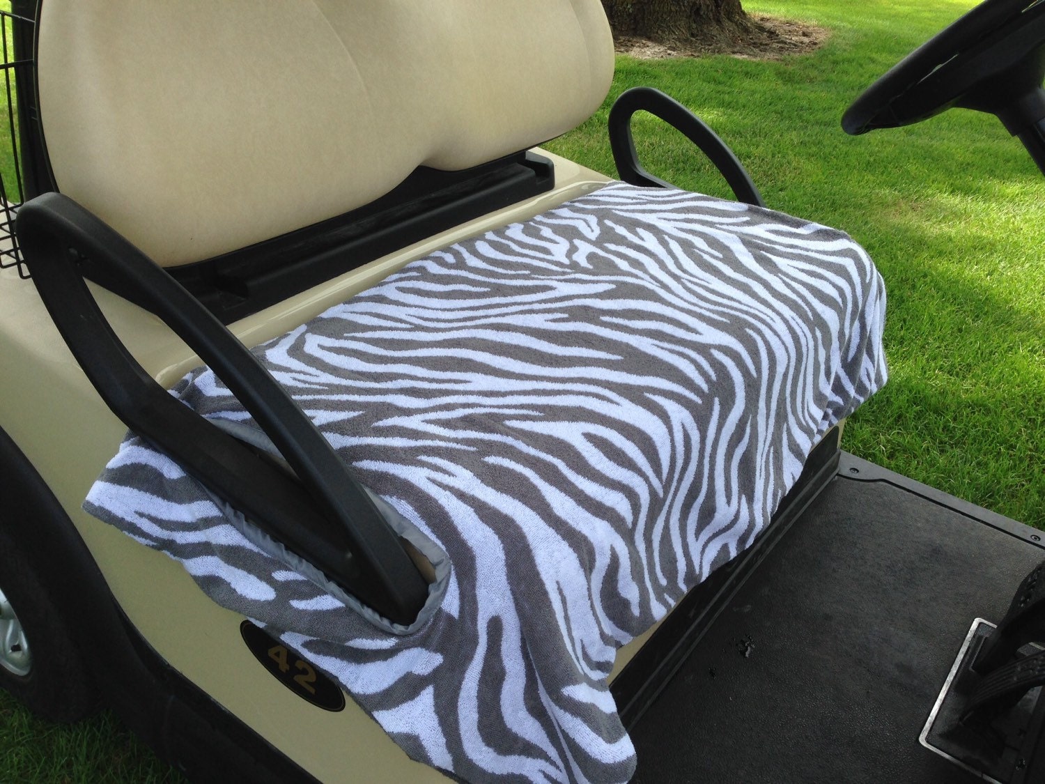 Gray Zebra Terry Cloth Golf Cart Seat Cover