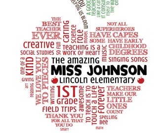 Personalized Teacher Appreciation Word Art with student names