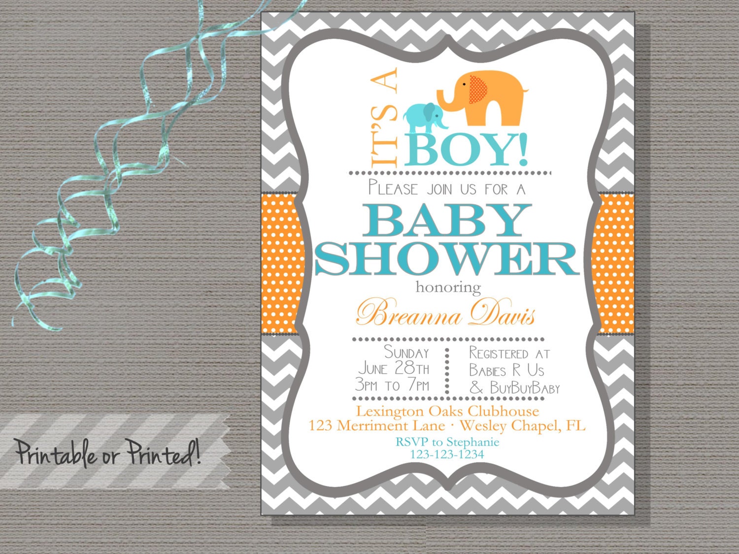 Orange Baby Shower Invitations 6