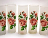 Frosted Rose Ice Tea Glasses Frosted Rose Ice Tea Glasses