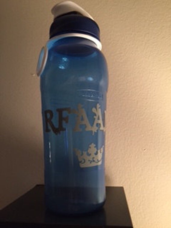 Water bottle with with vinyl lettering and by KyserKreations