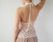 Summer top. Beach cover up. Summer cotton top. SUMMER cover up. Handmade top. Knit cover up and Pool Top.  White Top.