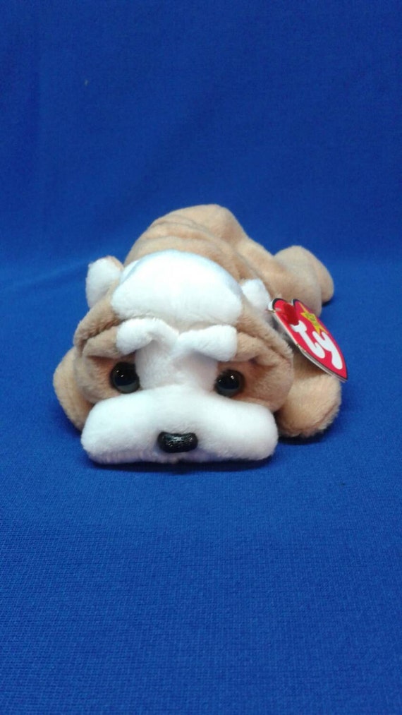 WRINKLES the DOG Ty Original Beanie Baby light brown white