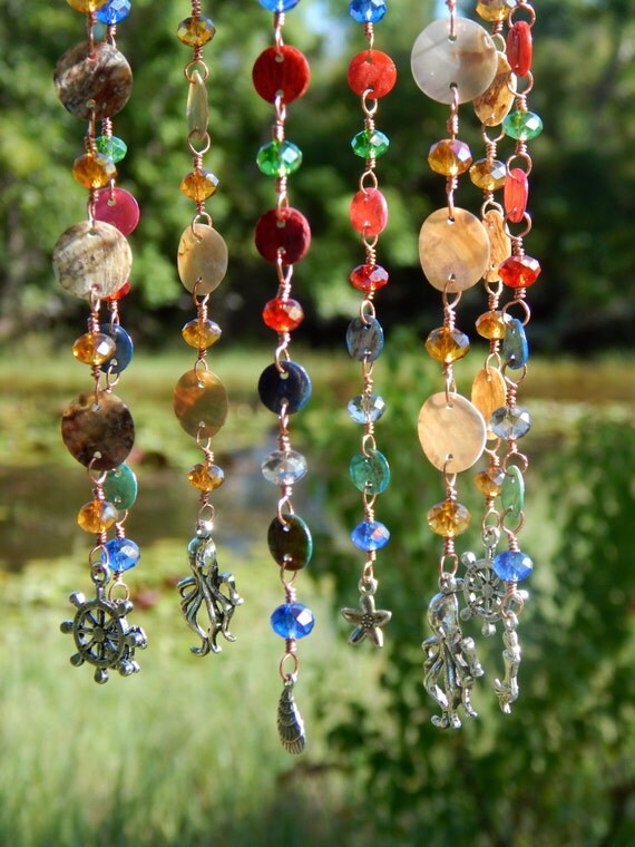 Shell Wind Chime Sea Inspired Mobile With Sparkly Glass Shell Wind Chime Sea Inspired Mobile With Sparkly Glass Beads And Life Charms