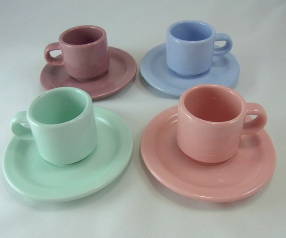 saucers Saucers Espresso Espresso Cups Vintage  Cups cups espresso and   of Pastel and Color Set vintage 4