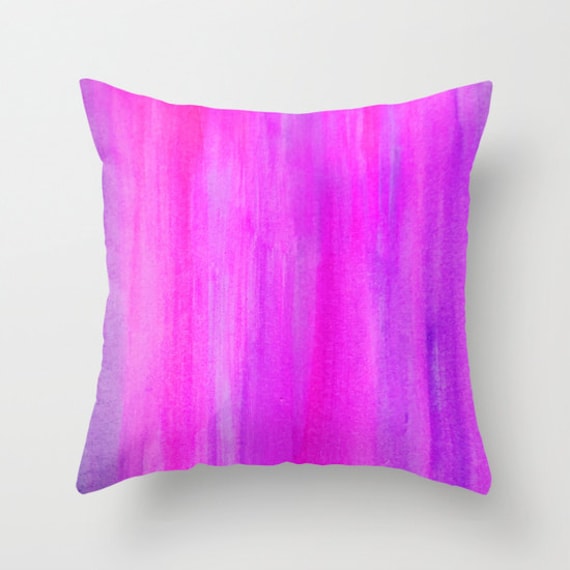 Watercolor Pillow Throw Pillow Pink and Purple Accent