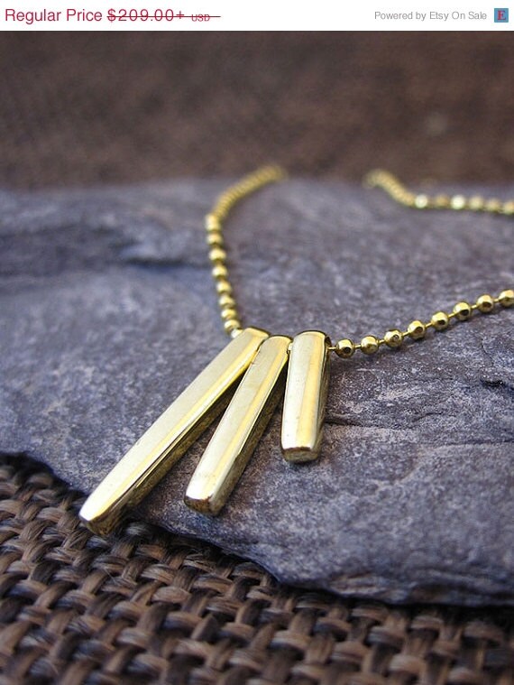 Summer SALE Solid 14K Gold Bars Necklace Handmade by AMORAMIO