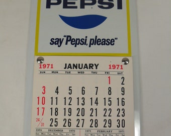 Vintage pepsi cola calender sign 1971 Say pepsi please soda pop