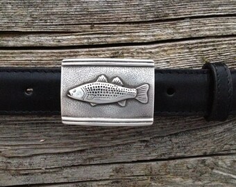 Sterling silver striped bass belt buckle - silver fish belt buckle - silver fly fishing belt buckle, cool mens gifts, fathers day, mens gift