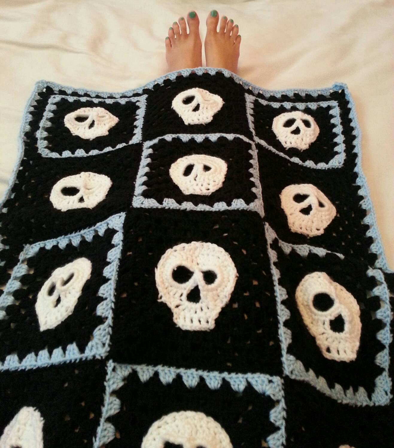 Skulls Crochet Blanket Lap Blanket Baby Blanket