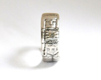 mayan ring, mexican ring, aztec ring, silver ring , spoon ring