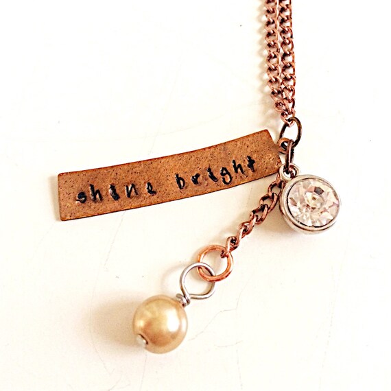Christian Shine bright hand stamped necklace by HineniJewelry