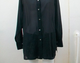 Christian Aujard shiny green polyester scale pattern shirt - size 38