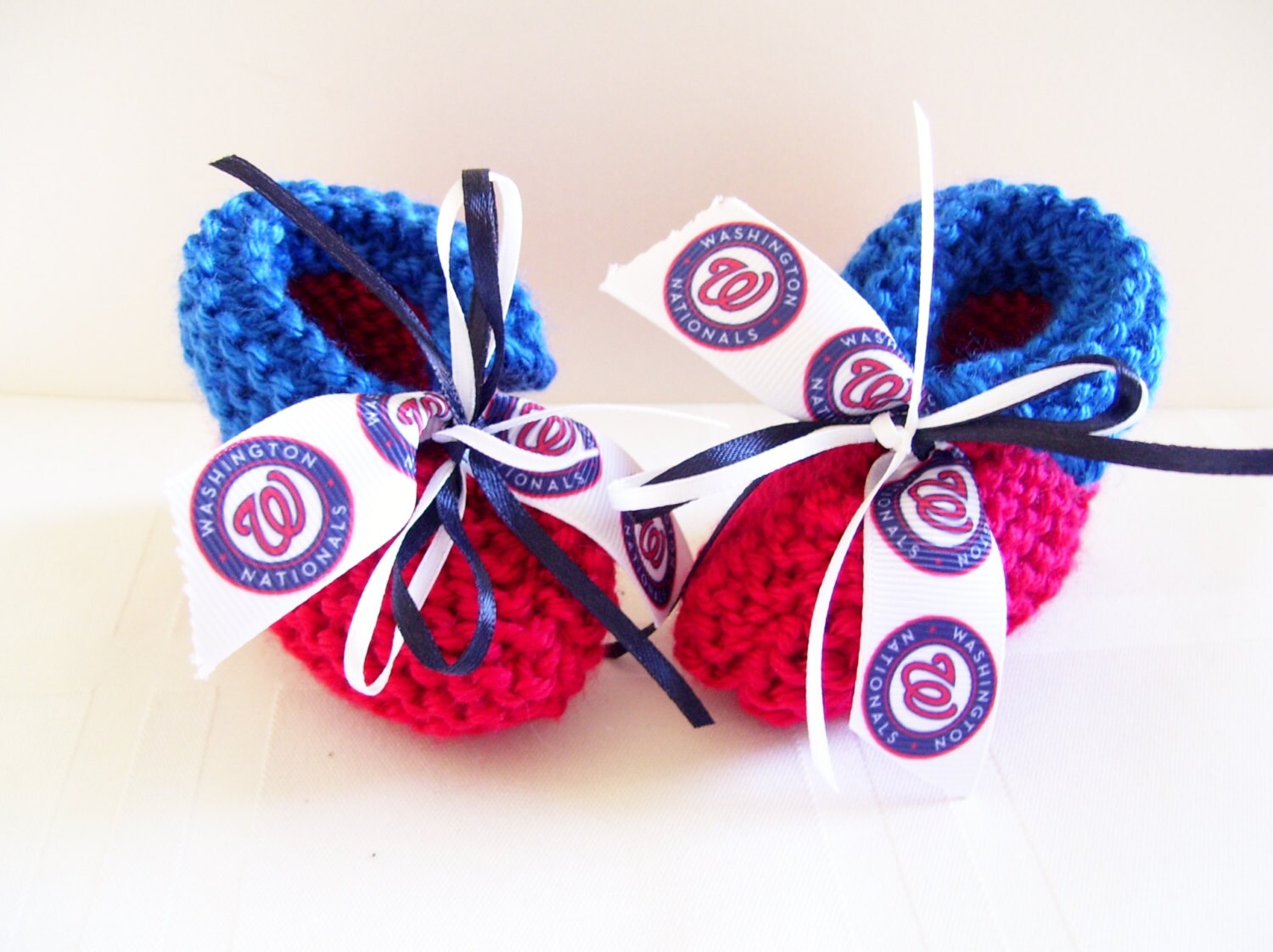 Washington NATIONALS Baseball Fans Handmade Baby Booties