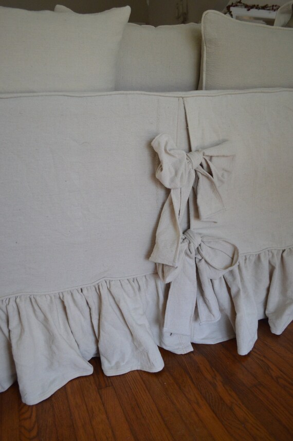 Drop cloth slipcover. Custom slipcover tailor by AlchemyFineLiving