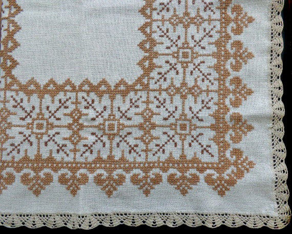 Vintage cross stitch tablecloth