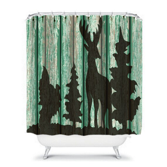 Items similar to Shower Curtain Rustic Primitive Deer Weathered Green