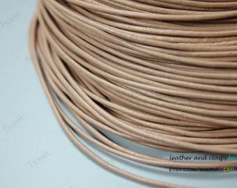 Sale 20 Yards Uncut 1.5mm Flesh Color Genuine Leather Cords, 1.5mm Round Real Leather Coated RLG15M020
