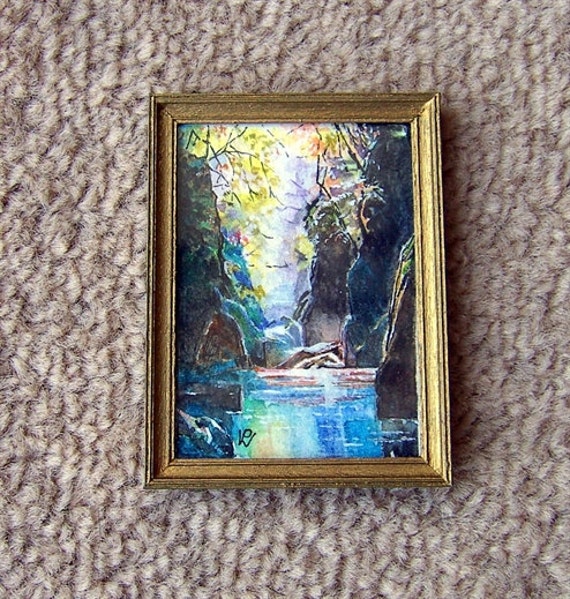 Original dollhouse miniature watercolor painting. by Buyminiart