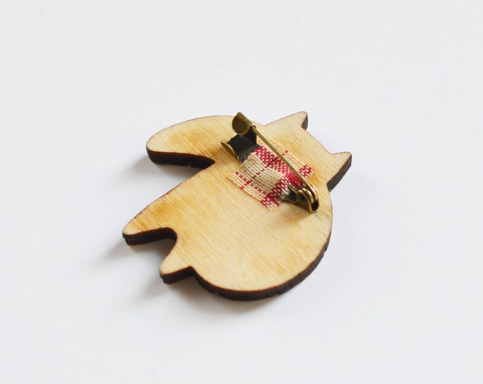 Raccoon // Wooden brooch is covered with ECO paint // Laser Cut // 2015 Best Trends // Fresh Gifts