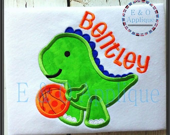 Dino Applique Design - Basketball Applique Design - Basketball Embroidery Design - Dino Embroidery Design - Dinosaur Embroidery Design