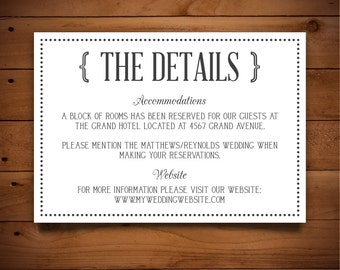 Items Similar To Simple Script Printable Wedding Information Card Customizable Pdf On Etsy Wedding Guest Information Card Template