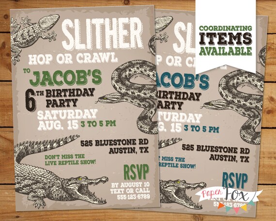 Reptile Birthday Invitation / Reptile Party Invitation