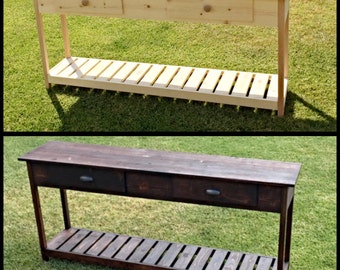 Farmhouse Rustic Style Wood Entry Way Table Sideboard Credenza Console