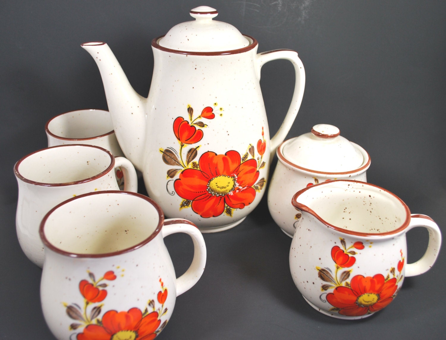 Tea Pot Set with cups sugar and milk jug Set for tea or