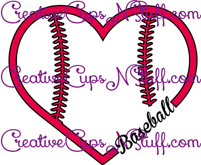Download Baseball Love Heart Ball Design SVG EPS by CreativeCupsNStuff