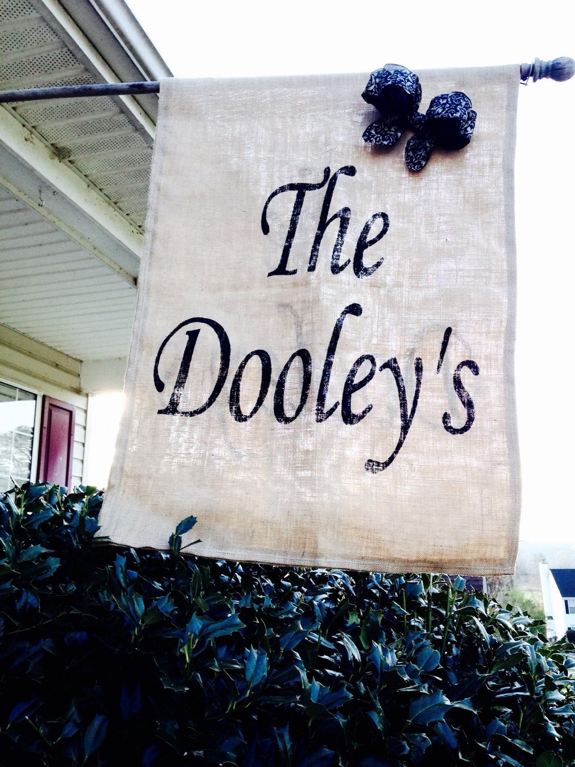 Personalized Large Burlap House Flag with by ModernButterfly