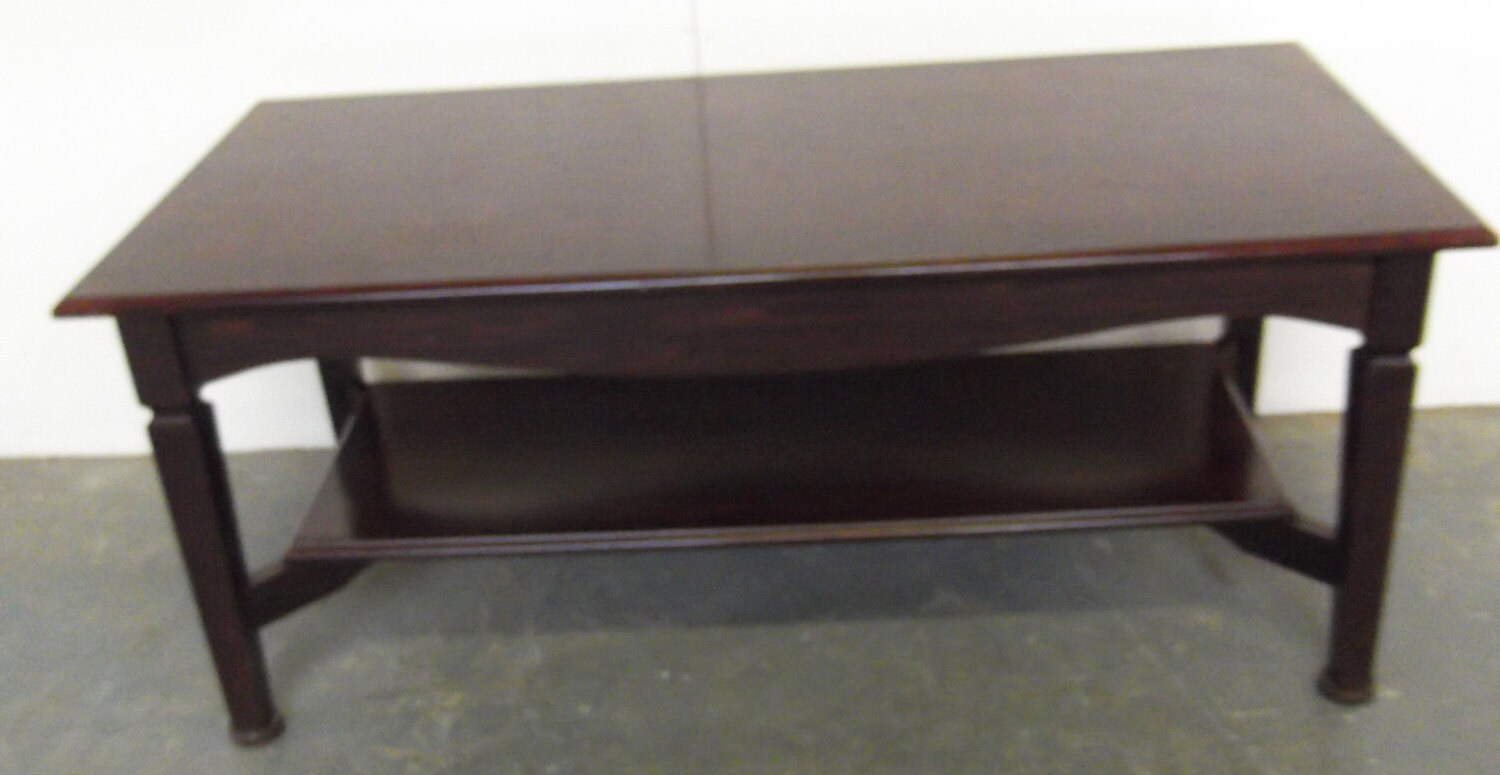 Solid Mahogany Coffee Table with High Polished Square Legs Haute Juice