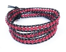 Popular items for beaded leather wrap on Etsy
