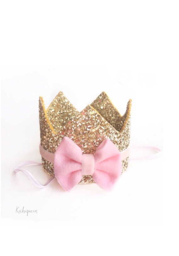 1st birthday crown headband customizeable boy or girl pink