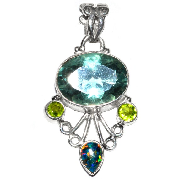 Green Quartz 925 Sterling Silver Pendant Jewelry by xtremegems