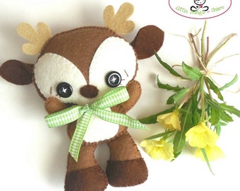 Brown Deer PDF pattern-Woodland animals toy-DIY-Nursery decor-Instant download-Baby's mobile toy-Cute deer-Felt deer ornament