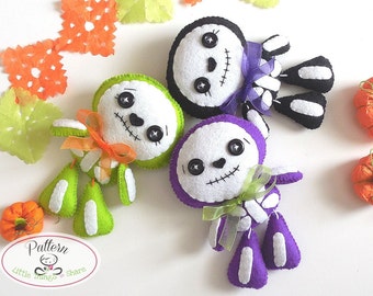 Sweet Skeleton PDF pattern-Halloween Ornament-Felt Halloween Ornament-DIY-Day of the Dead ornament-Instant download-Cute Skeleton toy