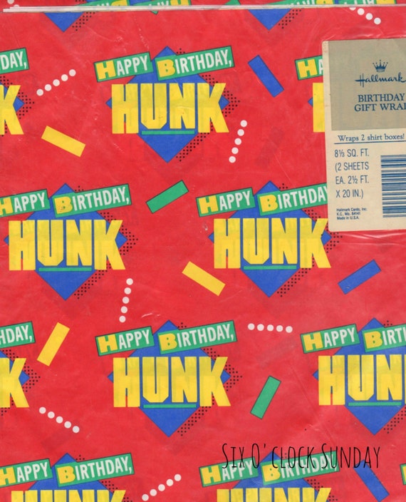 Vintage Happy Birthday Hunk Gift Wrap