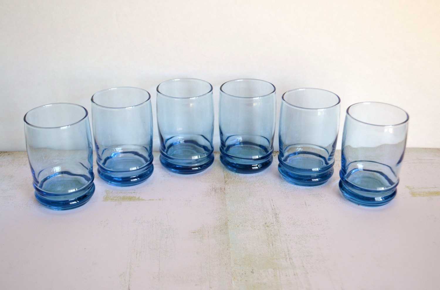 Vintage Anchor Hocking Saturn Blue Juice Glasses Set of Six